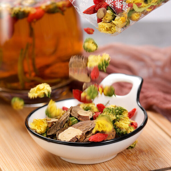 Fudonghai chrysanthemum cassia seed burdock tea 150g wolfberry honeysuckle combination stay up late tea bag tea drink wholesale distribution - Image 4