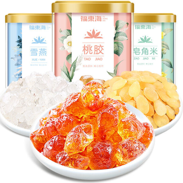 Fudonghai peach gum saponin rice Xueyan combination 520g with nourishing dessert peach pulp peach blossom tears - Image 6