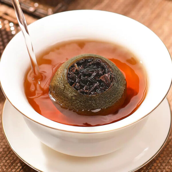 Zhongmin Hongtai Small Green Orange Aged Palace Ripe Tea Tangerine Peel Pu'er Tea Leaf Small Citrus Orange Pu Tea Gift Box 500g - Image 5