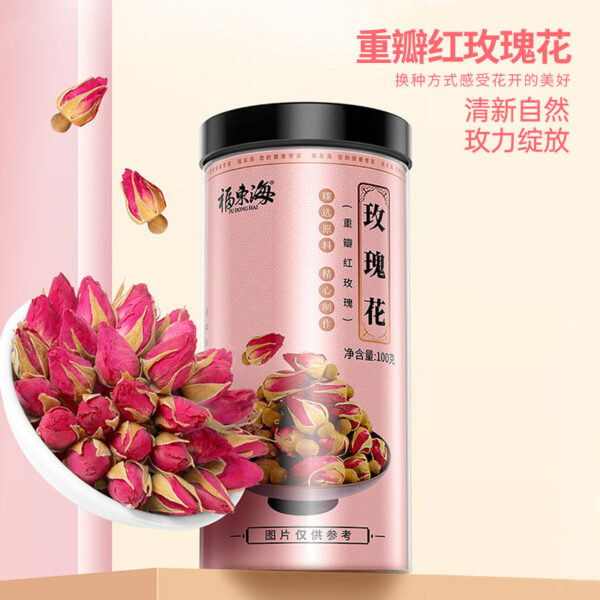 Fudonghai rose 100g/can, Pingyin traditional rose tea, low temperature drying, first stage flower buds, wholesale from the origin