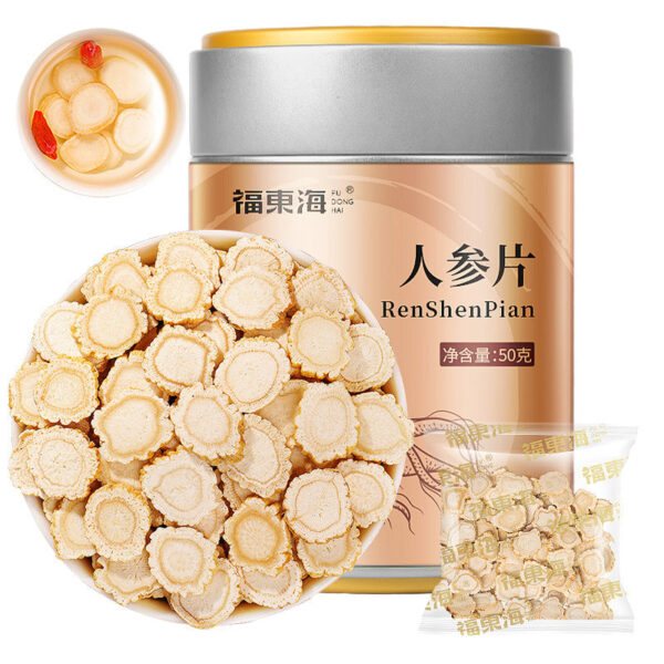 Fudonghai Ginseng Tablets 50g Changbai Mountain Ginseng Chinese Medicinal Materials Authentic Northeast Ginseng Dried Tablets Raw Sun Wholesale Soaked in Water