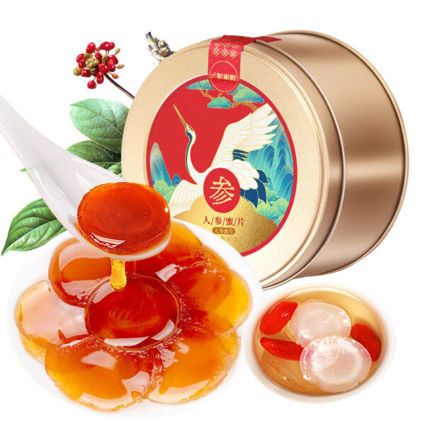 Fudonghai ginseng honey slices 45g/box Changbai Mountain ready-to-eat old fresh ginseng slices linden honey vacuum packaging wholesale