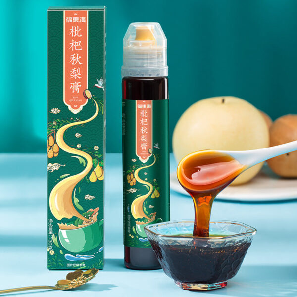 Fudonghai loquat autumn pear paste 130g containing honey maltose Luo Han Guo chrysanthemum licorice fat sea pear paste wholesale - Image 5