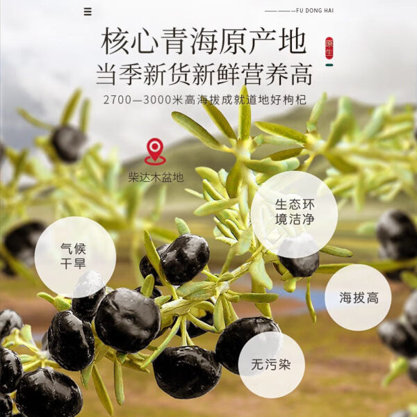Fudonghai black wolfberry gift box 120g, drinking Qinghai Qaidam beef head black wolfberry big fruit to send elders gift box - Image 4