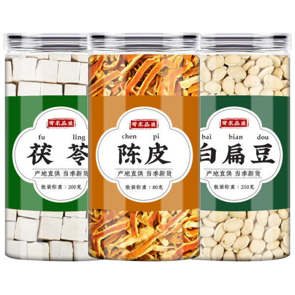 Fried white lentils and tangerine peel tea with Poria cocos, genuine Chinese herbal medicines, fried white lentils and orange peel, silk fuling blocks, make tea and drink in water - Image 5