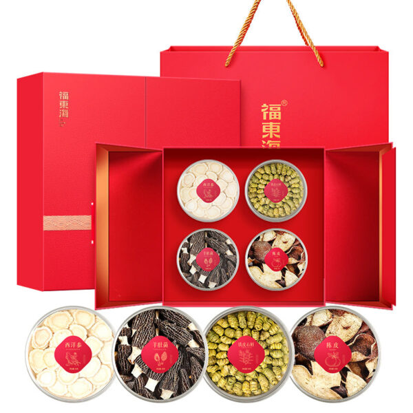 Fudonghai American ginseng, Dendrobium, morels, tangerine peel, four pins, 160 grams of Shanzhen dry goods, soup ingredients wholesale gift box