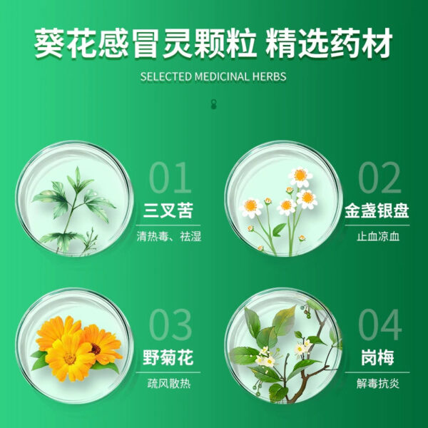 Sunflower Ganmaoling Granules 10 bags Cold, fever, headache, sore throat, stuffy nose, runny nose, antipyretic cough, cold, cold - Image 4