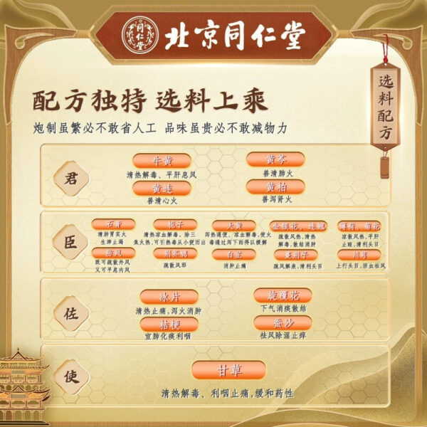 Beijing Tong Ren Tang Old Brand Beijing Bezoar Detoxification Tablets Genuine Flagship Store for Reducing Fire, Clearing Heat and Detoxifying Sore Throat - Image 4