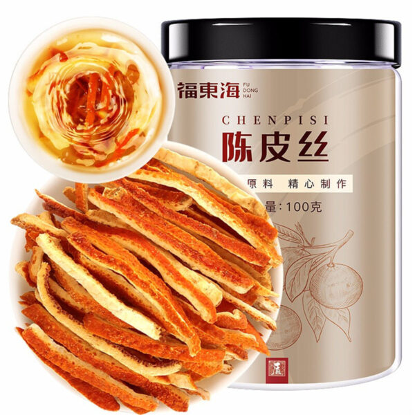 Fudonghai tangerine peel shredded 100g/bottle wholesale old tangerine peel shredded dried raw sun ready-to-eat snacks made tea Chinese herbal medicine delivery