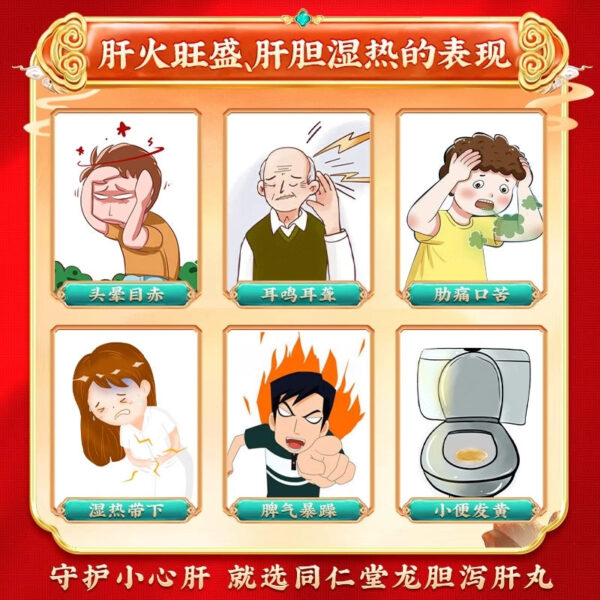 Beijing Tong Ren Tang Longdan Xiegan Pills [Treatment Pack] 12 bags of clear liver and gallbladder, dampness and heat, dizziness and bitter mouth 3 boxes - Image 2