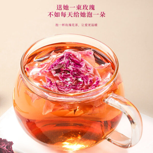 Fudonghai ink red rose flower 50g double petal rose freeze-dried flower tea Muse health tea flower fruit tea wholesale distribution - Image 3