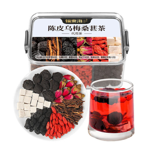 Fudonghai tangerine peel, ebony and mulberry combination tea 227g, woman's eight treasures, rose health tea, wholesale of Chinese herbal medicines - Image 5