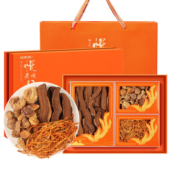 Fudonghai Ganoderma lucidum slices, Agaricus matsutake, Cordyceps cordyceps flower three-piece gift box, 200g one piece, Mid-Autumn Festival gift box. - Image 5