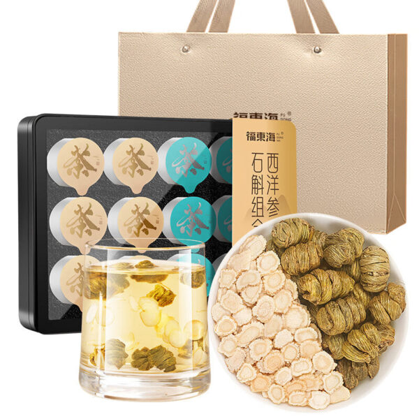 Fudonghai American Ginseng Dendrobium Combination Gift Box 126g Nourishing Small Pot of Tea Health Tea New Year's Gift Wholesale