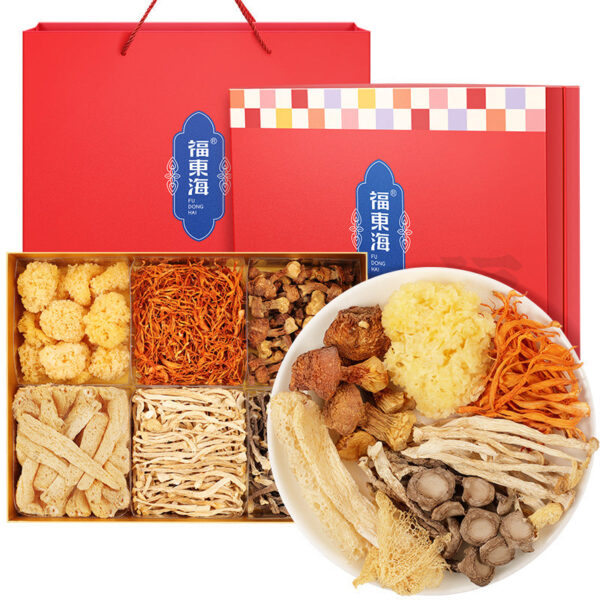 Fudonghai Mushroom Mountain Treasure Dry Goods Gift Box Spring Festival Six Pins Gift Box Hime-Matsutake Soup New Year's Goods Gift Delivery Wholesale