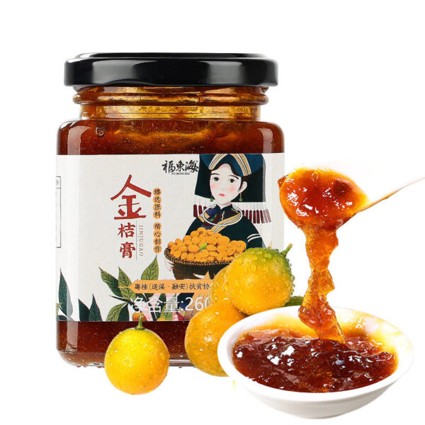 Fudonghai Kumquat Paste 260g/bottle Rong'an Kumquat Honey Rock Sugar Kumquat Paste Honey Refinement Soaked in Water Drink Wholesale Distribution