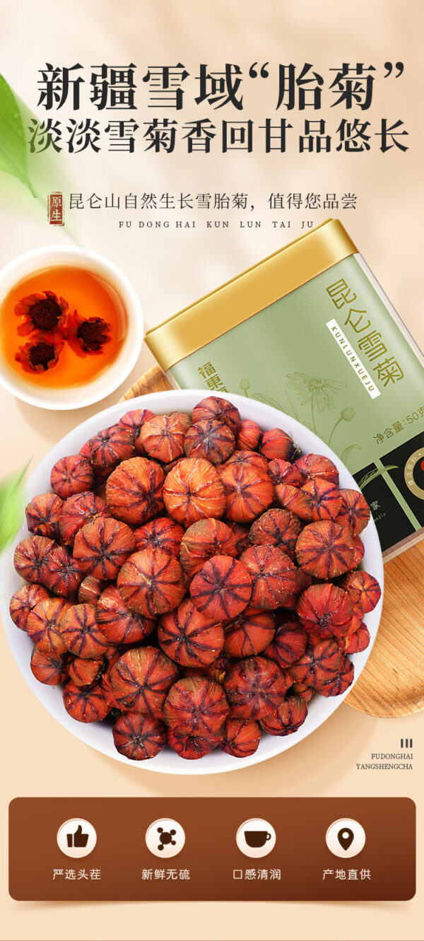Fudonghai Kunlun Snow Chrysanthemum 50g Xinjiang High Altitude Fetal Chrysanthemum Soaked in Water Flower Tea Iceberg Wholesale One Piece Daifa WeChat - Image 6