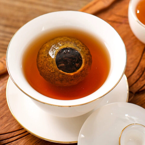 Zhongmin Hongtai Xiaoqing Citrus Aged Court Skin Luzhou Fragrant Ripe Pu'er Tea, Orange Pu Tuo Tea Powder Canned 500g - Image 3