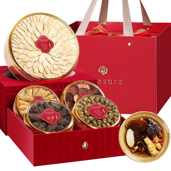 Fudonghai tangerine peel orange red American ginseng morels Dendrobium officinale five pieces gift box 285g splendid national style New Year gift - Image 7