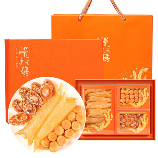 Fudonghai isinglass Yuanbei seafood three-pack gift box 325g, yellow flower isinglass flower glue dried scallops New Year's gift