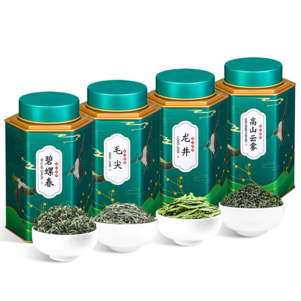 New Tea Longjing Tea Four Green Teas Biluochun Maojian Alpine Cloud Spring Tea Cans Bulk Gift Boxes - Image 2