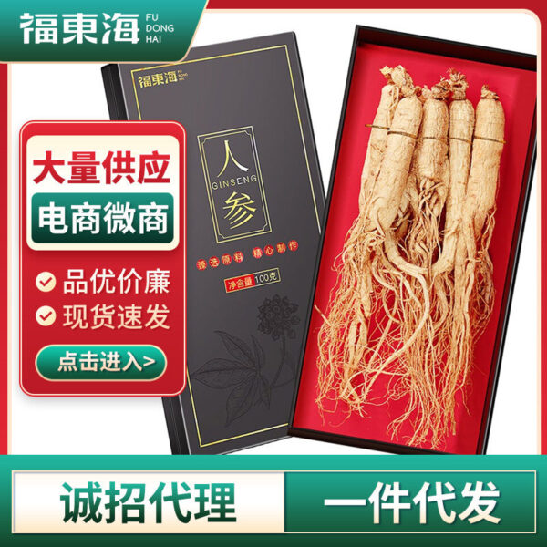 Fudonghai ginseng 100g, Jilin Changbai Mountain ginseng wholesale factory direct sales Northeast specialty sparkling wine ginseng hair