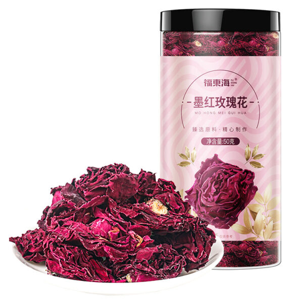 Fudonghai ink red rose flower 50g double petal rose freeze-dried flower tea Muse health tea flower fruit tea wholesale distribution - Image 5