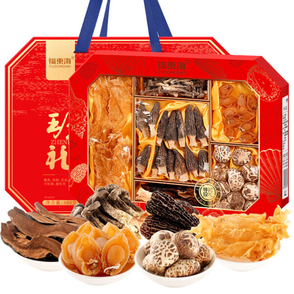 Fudonghai Zhenli Liu Pin Gift Box 300g, Abalone Cod Gum Ganoderma Lucidum Morels Shanhai Treasures New Year's Gift Box