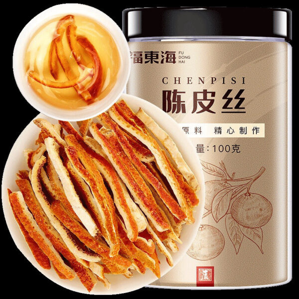 Fudonghai tangerine peel shredded 100g/bottle wholesale old tangerine peel shredded dried raw sun ready-to-eat snacks made tea Chinese herbal medicine delivery - Image 6