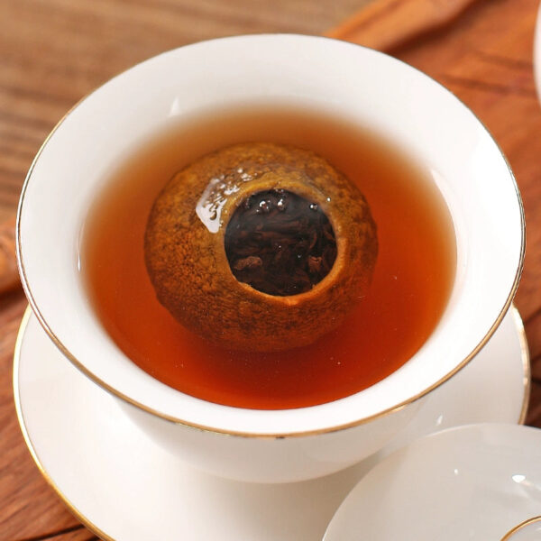 Zhongmin Hongtai Small Green Orange Pu'er Tea Xinhui Yunnan Ripe Pu Flower and Fruit Fragrance New Year's Day Gift Boxed Elders - Image 4