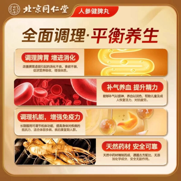 Beijing Tong Ren Tang Ginseng Jianpi Pills Dami Pills Genuine Jianpi Pills Regulate Spleen and Stomach Weakness and Yiqi Nausea and Vomiting - Image 3