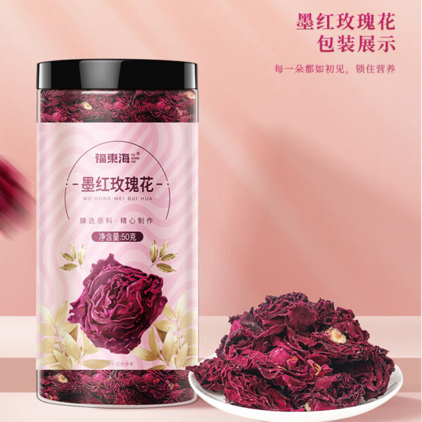 Fudonghai ink red rose flower 50g double petal rose freeze-dried flower tea Muse health tea flower fruit tea wholesale distribution - Image 2