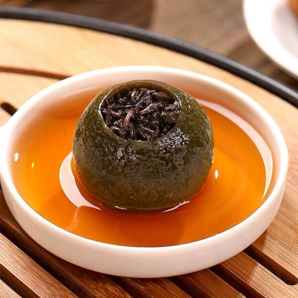 Zhongmin Hongtai Xiaoqing Orange Pu'er Authentic Xiaoqing Citrus Pu'er Tea 8 Years Chen Palace Pu'er Ripe Tea Canned 500g - Image 4
