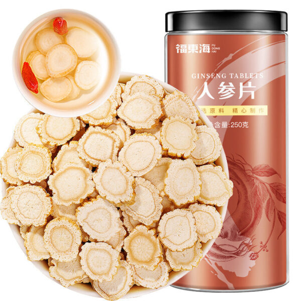 Fudonghai ginseng slices 250g Jilin Changbai Mountain 1.0cm thick slices raw sun-dried ginseng slices American ginseng can be soaked in wine and tea