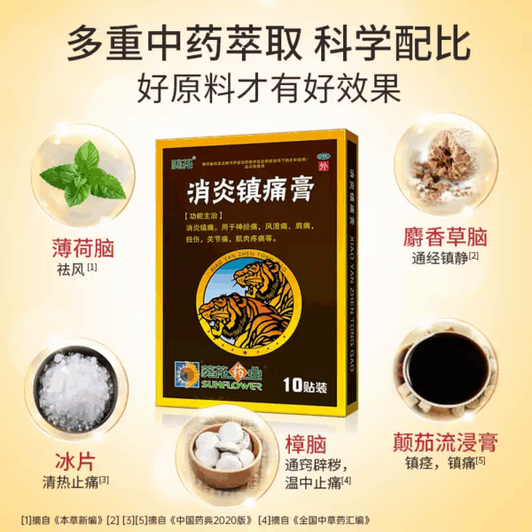 Sunflower Anti-inflammatory Analgesic Cream 10 pads/box Rheumatism Arthralgia Contusion Sprain Rheumatism Arthritis Muscle Sore - Image 5