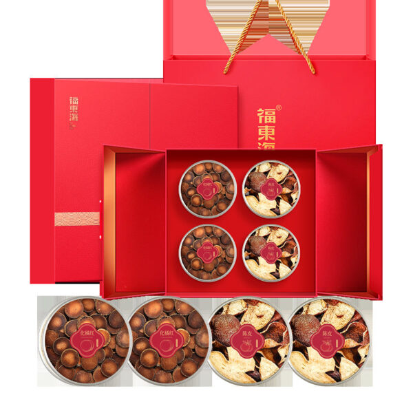 Fudonghai tangerine peel orange red combination 290g tangerine peel orange red four-piece gift box, fetus fruit slices, gift box for elders