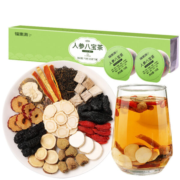 Fudonghai Ginseng Babao Tea 15g * 5/box, Huangjing Ginseng Babao Tea, Wolfberry Maca Men's Tea Health Tea