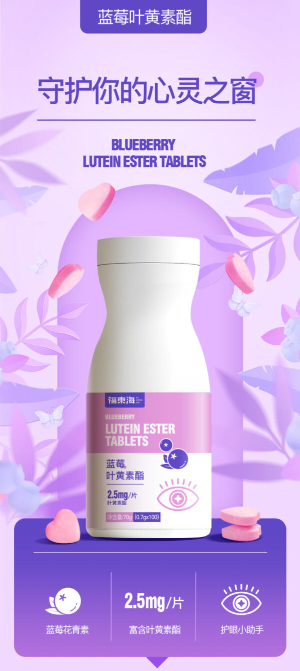 Fudonghai Manufacturer Lutein 70g Blueberry Lutein Ester Tablet Candy Children's and Adolescents Chewable Tablets Live - Image 6