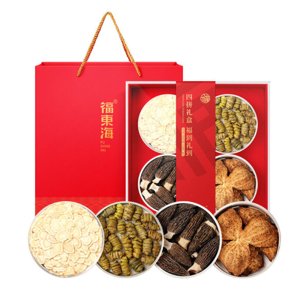 Fudonghai American Ginseng 50g + Dendrobium officinale 55g + Morchella 25g + Tangerine peel 30g New Year's Day gift box