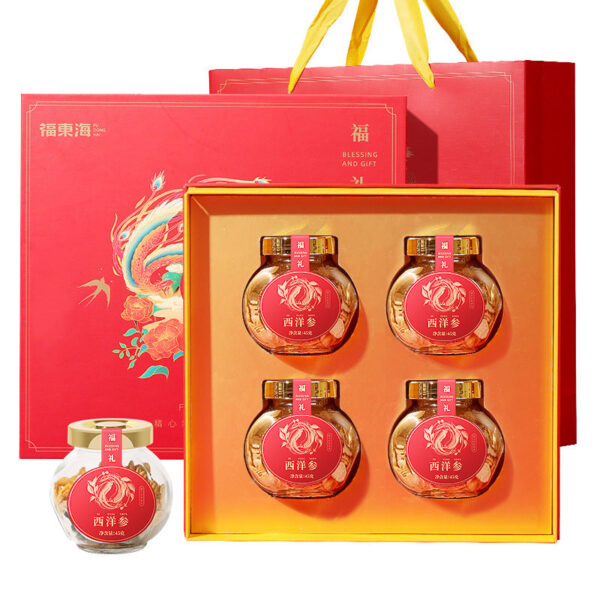 Fudonghai American ginseng round jar gift box 180g Jilin American ginseng large piece soaked in water Mid-Autumn Festival gift wholesale delivery