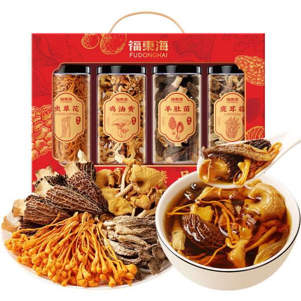 Fudonghai Shanzhen Mushroom Gift Box 310g Boletus Deer Antler Mushroom Agaricus Cordyceps Flower Soup Materials - Image 7