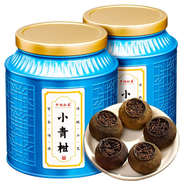 Zhongmin Hongtai Xiaoqing Citrus Aged Court Skin Luzhou Fragrant Ripe Pu'er Tea, Orange Pu Tuo Tea Powder Canned 500g - Image 5