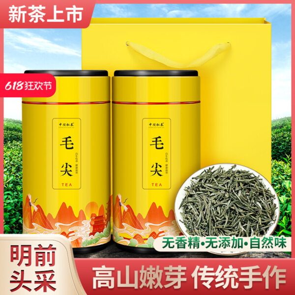 2025 Spring New Tea Maojian Tea Green Tea Authentic Yumingqian Bud Luzhou Fragrant Bulk Can Free Gift Pack 500g